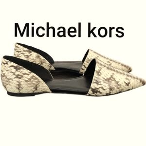 Michael Kors Natural Ivory Mila D’orsay Snake Embossed Flats